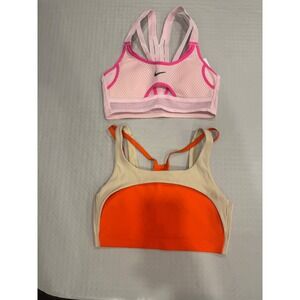 Nike Women's (Set of 2) Sports Bras Pink/Orange Dri-Fit Athletic Workout  XS